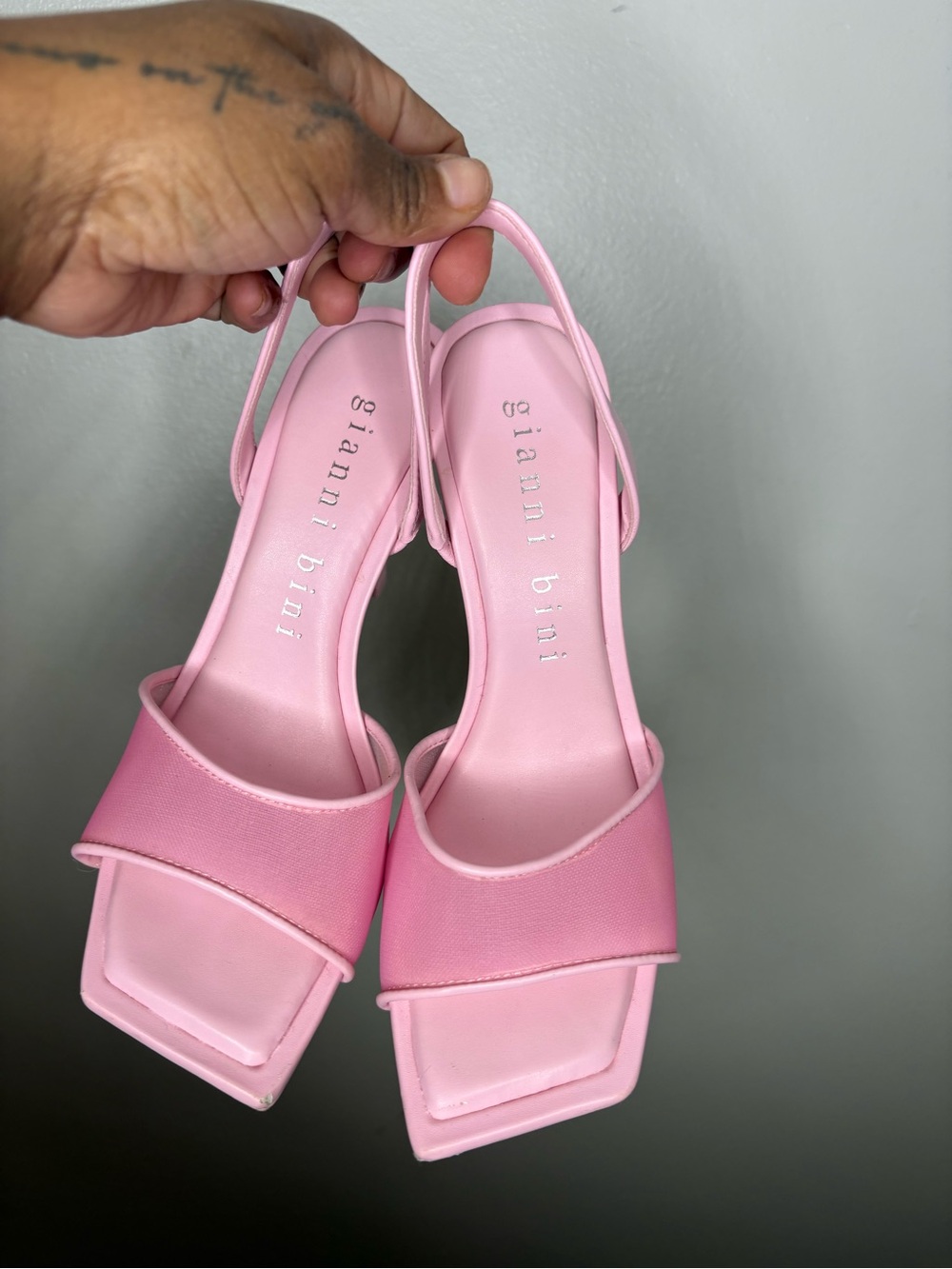 Gianni Bini Pink Square-Toe Slingback Sandals